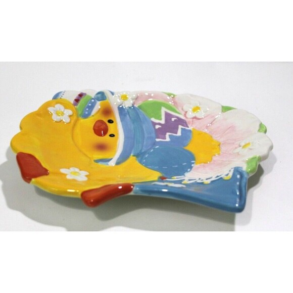 Chang Song Easter Duckling Embossed Decorative Ceramic Candy Plate Dish 8” x 7” - Picture 3 of 6